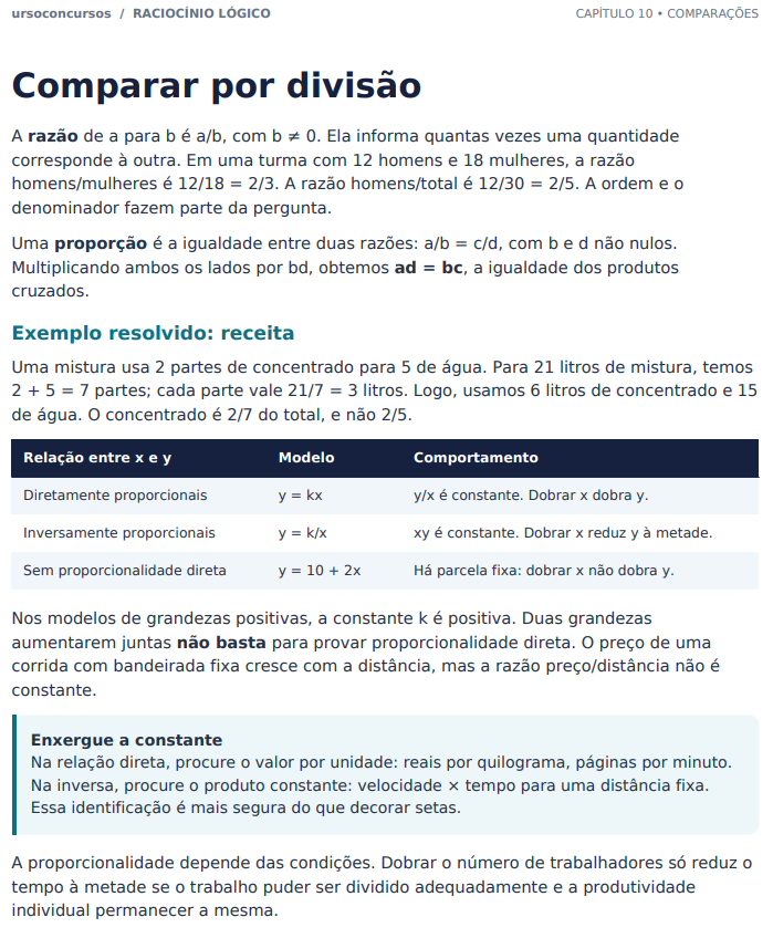 Raciocínio Lógico: razão e proporção